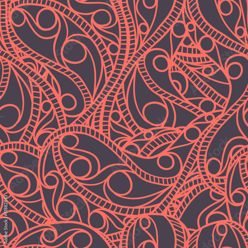 Vintage color seamless pattern with ornate detailed ornament
