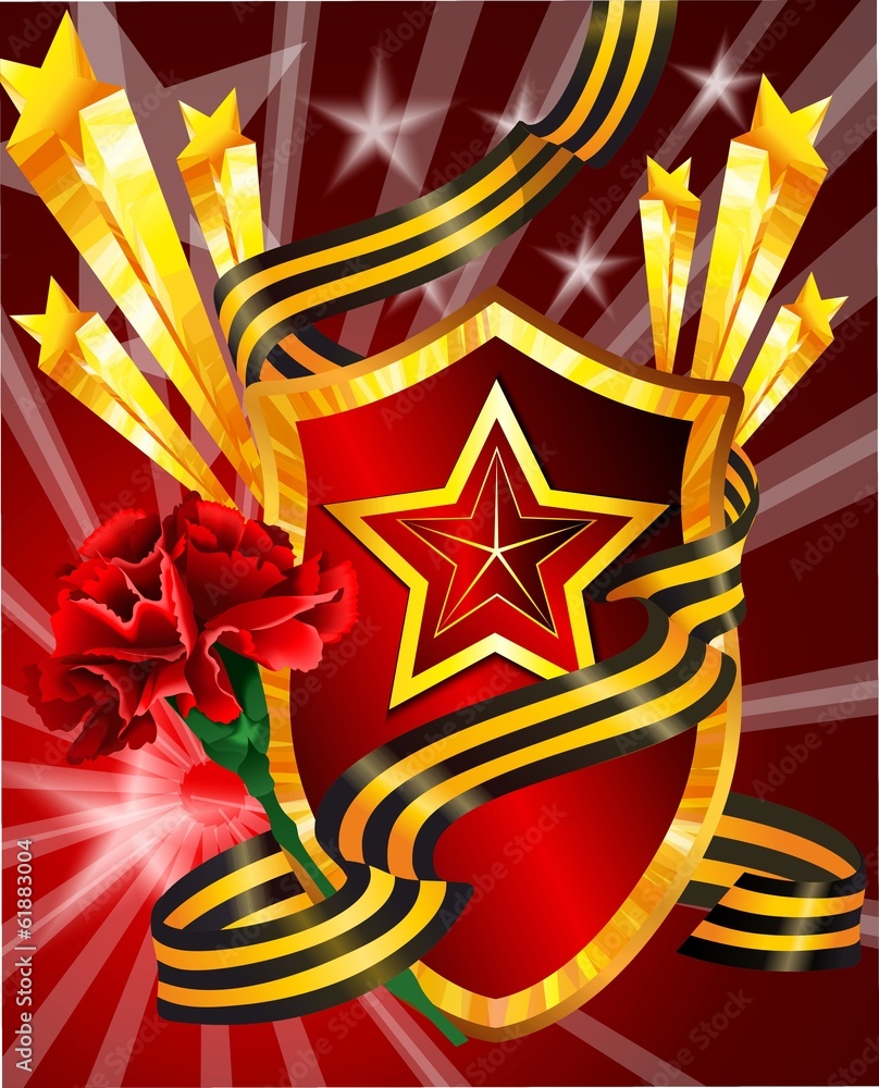 Красный щит с георгиевской лентой Stock Vector | Adobe Stock