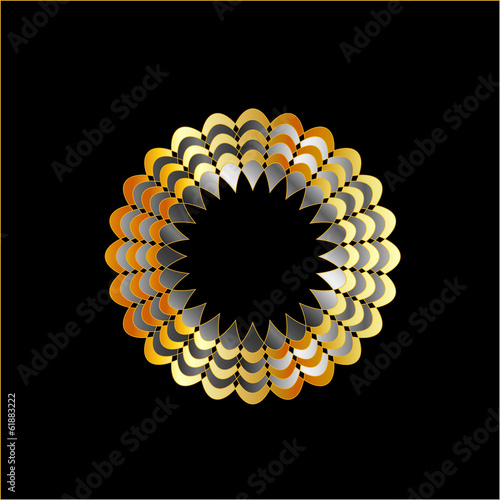 Gold and silver floral frame of web design