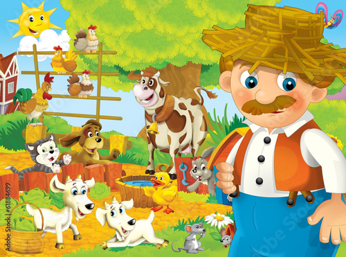 Fototapeta Naklejka Na Ścianę i Meble -  Cartoon farm - illustration for the children