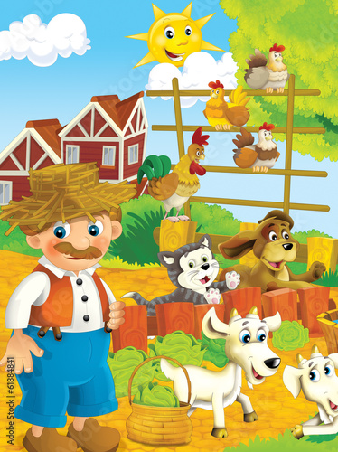 Cartoon farm - illustration for the children