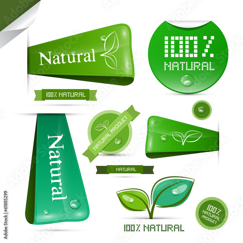 Natural Product Green Labels - Tags - Stickers Set