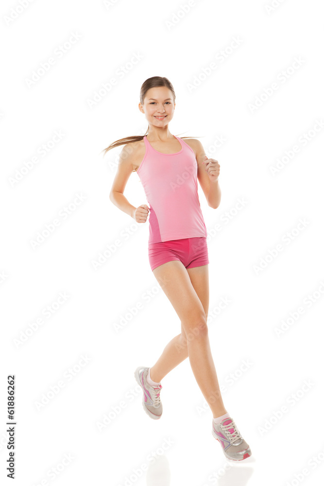 Running fit sport woman isolated on white Running fit sport woman isolated on white