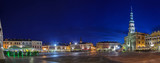 Night panorama of the Old City in Zamosc, Poland.