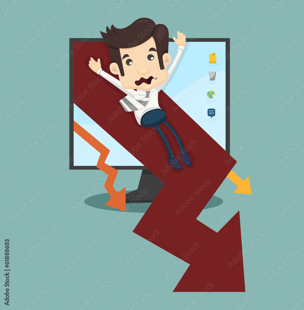 Obraz premium Businessman rising arrow down