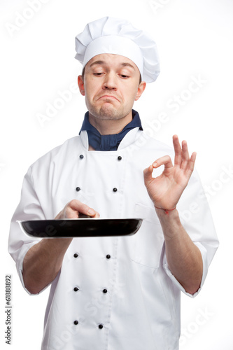 chef holding pan