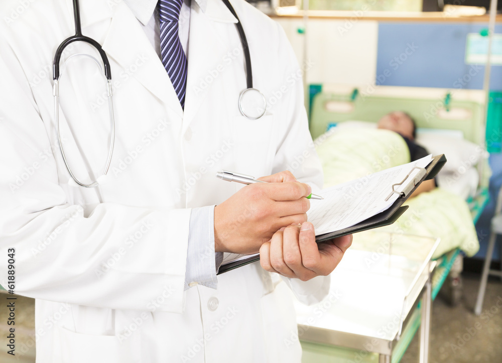 doctor records patients medical situation doctor records patients medical situation