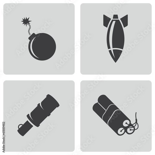 Vector black bomb icons set