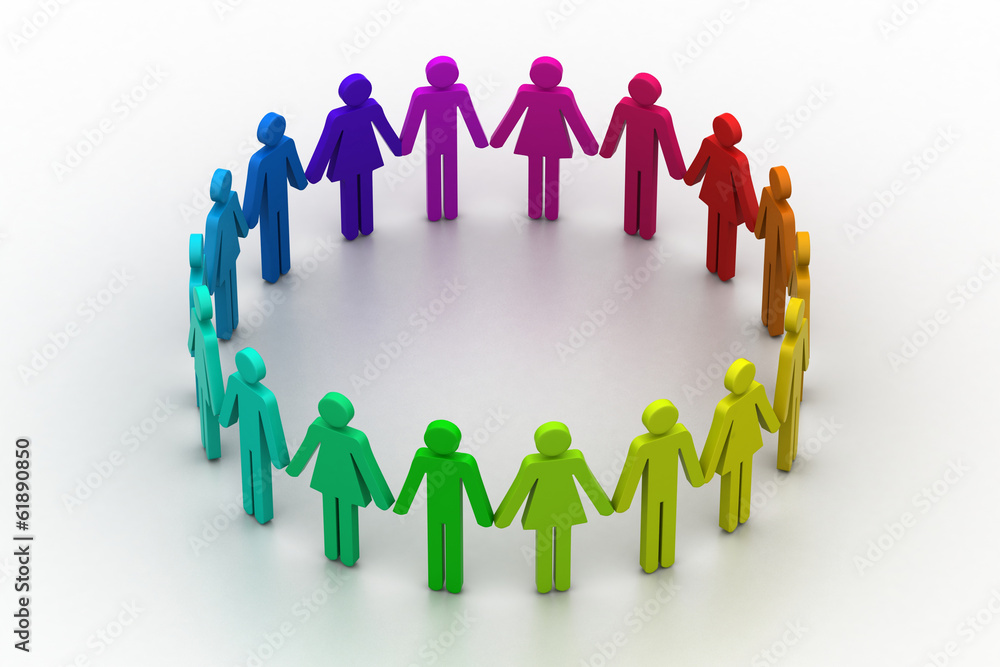 3d people create a circle. Team work concept 3d people create a circle. Team work concept