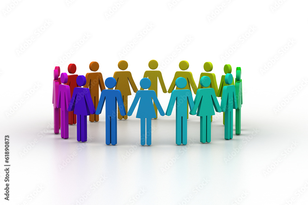3d people create a circle. Team work concept 3d people create a circle. Team work concept