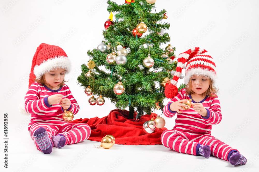 Twins and a Christmas tree Twins and a Christmas tree