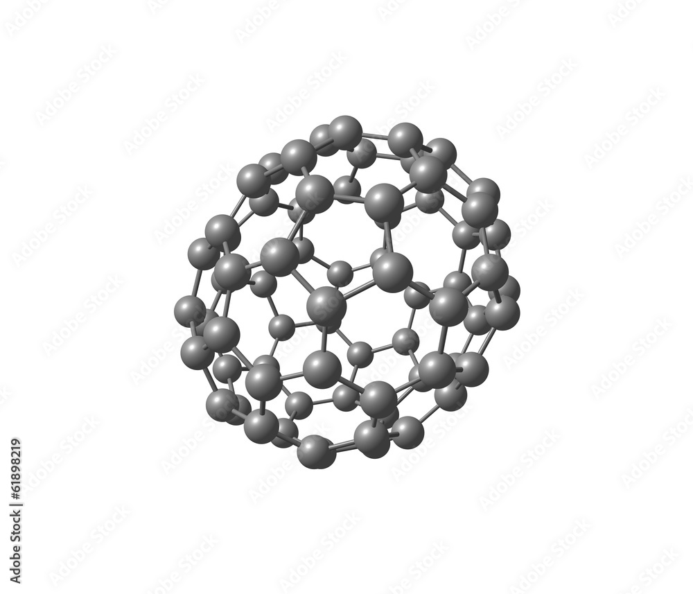 Fullerene molecule illustration isolated on white Fullerene molecule illustration isolated on white