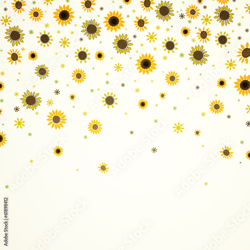 Vector Illustration of a Nature Background with Sunflowers
