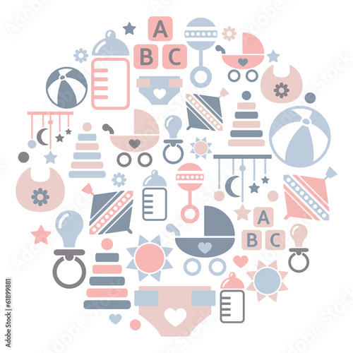 vector card with colorful baby icons