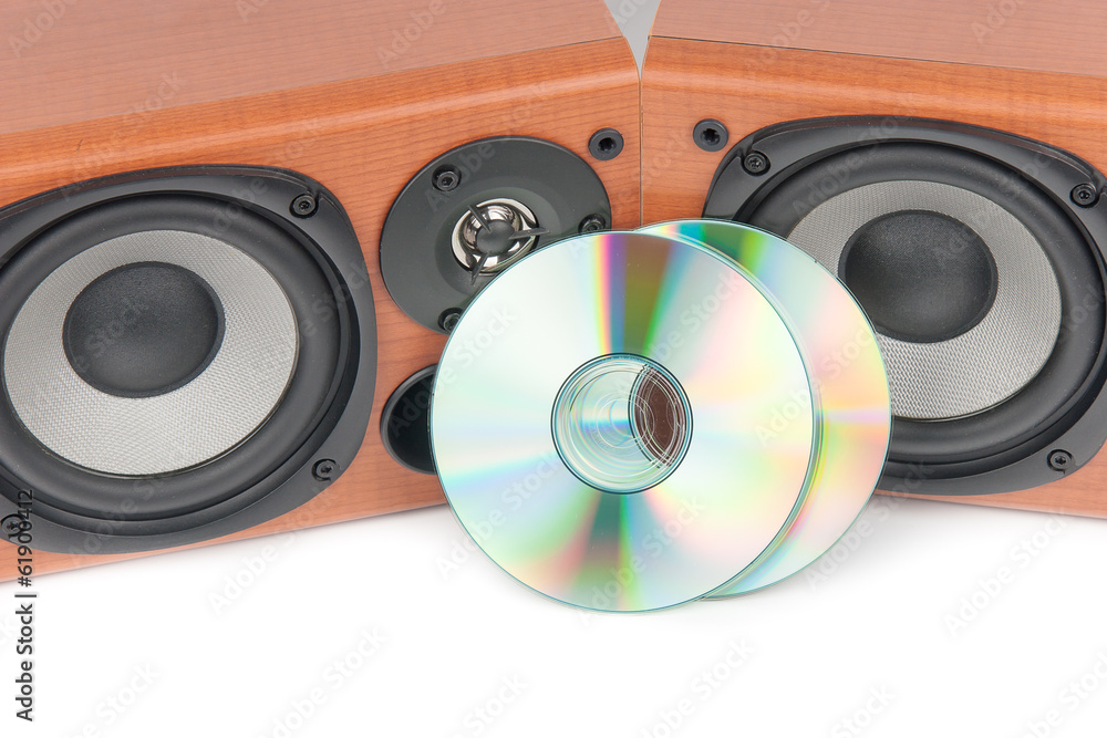 wooden sound speakers isolated on white wooden sound speakers isolated on white