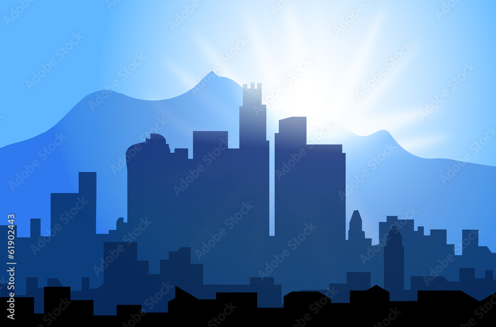 Los Angeles skyline and Sunrise-vector
