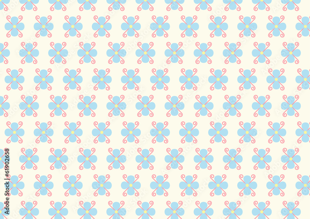 Flower and Spiral Pattern on Pastel Color