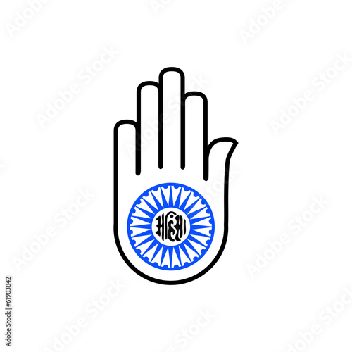 Symbol of Jainism-Non-violence- Ahimsa hand