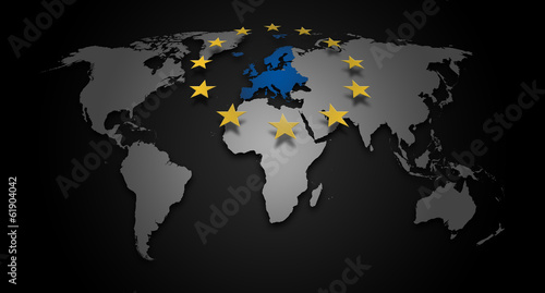 Landkarte     Europa Weltkarte  dark 
