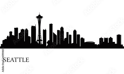 Seattle city skyline silhouette background photo