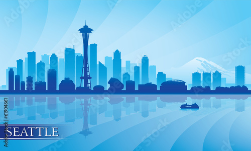 Seattle city skyline silhouette background