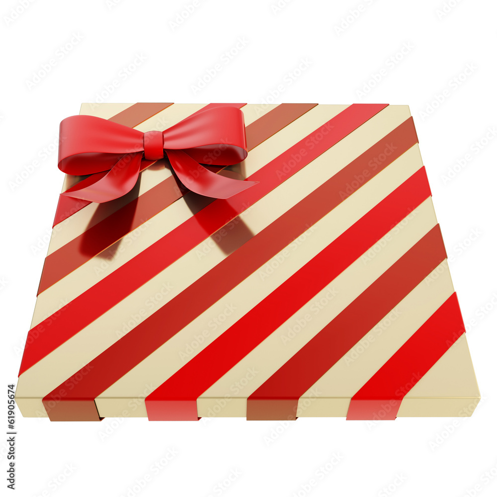 Obraz premium Wrapped gift box with a bow and ribbon