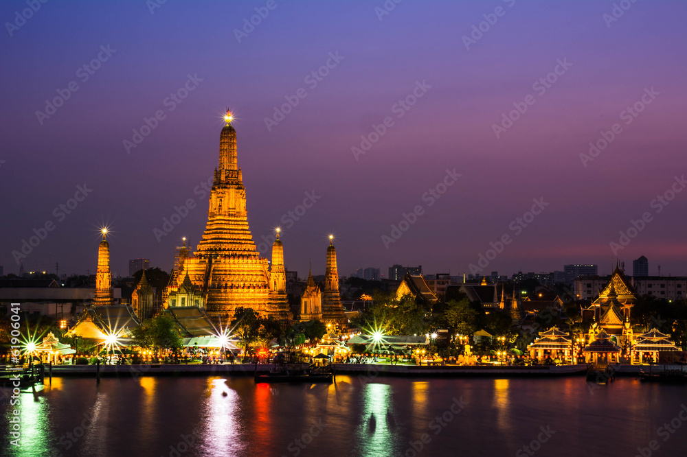 Wat Arun during twilight in Bangkok, Thailand