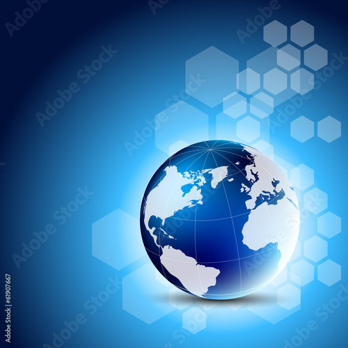 Abstract blue background with globe
