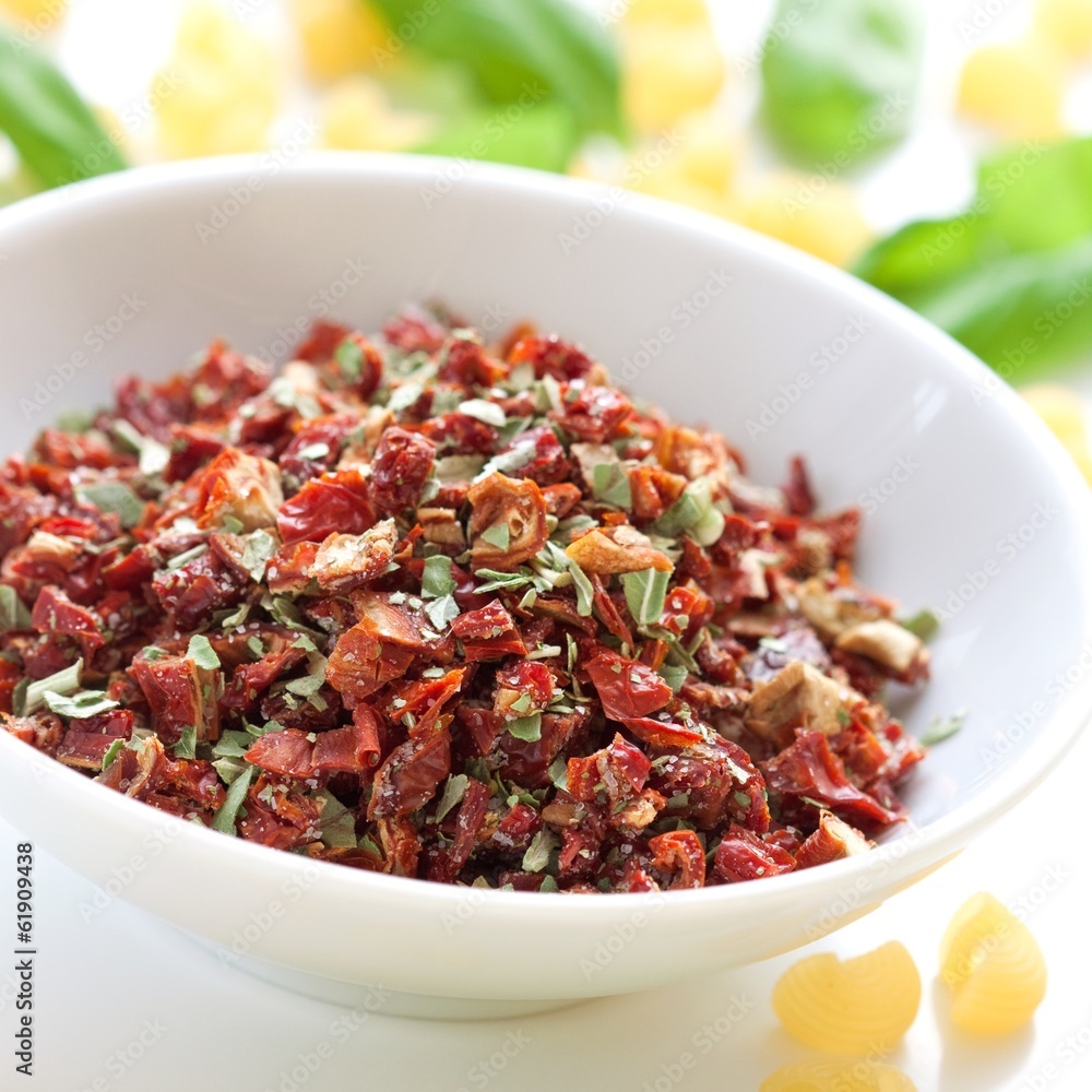 Sun-dried tomatoes with dried basil Sun-dried tomatoes with dried basil