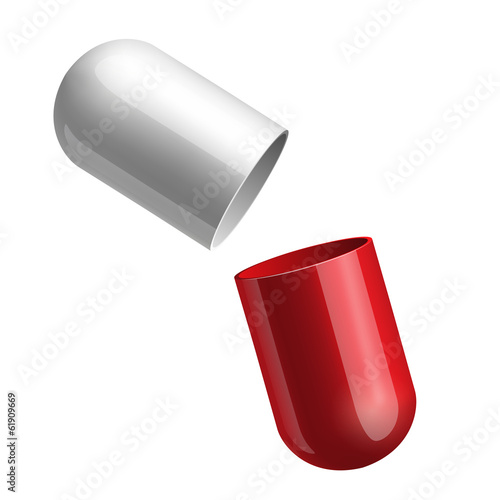 Opening red medical capsule