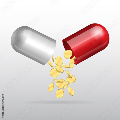 Opening red medical capsule