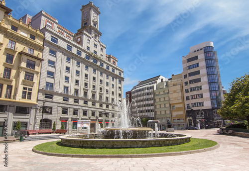 Street and Park in the city of Oviedo, Spain