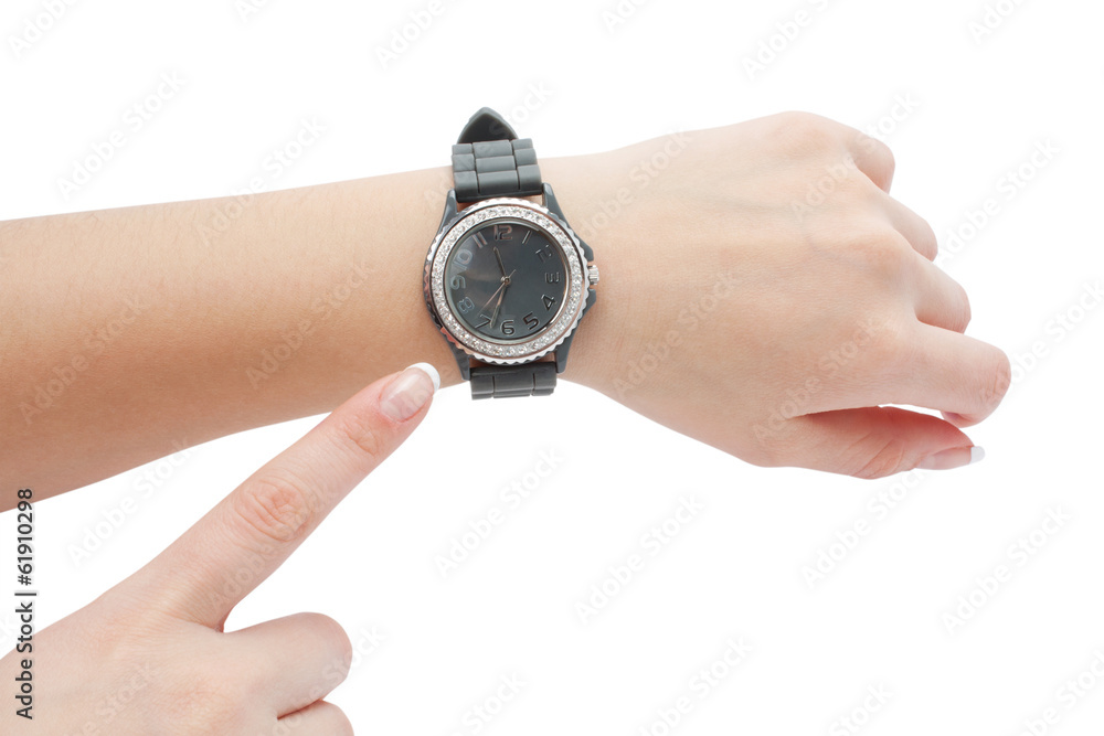 wrist watch and the hand as a pointer wrist watch and the hand as a pointer