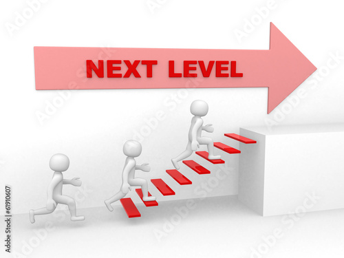 3d man climbs the ladder of next level - 3d render