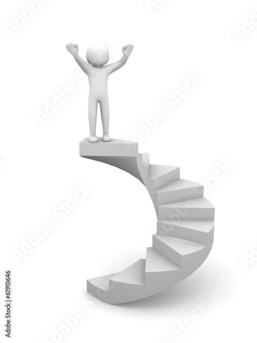 3d people climb the staircase - stair. 3d render illustration