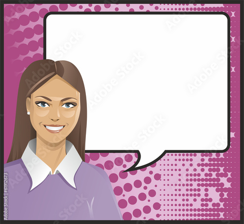 Pop Art brunette girl talking