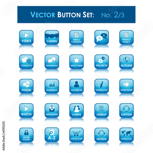 VECTOR BUTTON SET 2 (blue square website internet web icons)