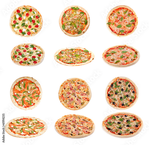 Set of tasty Italian pizza