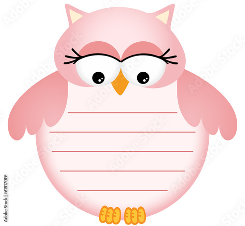 Pink Baby Owl with Label
