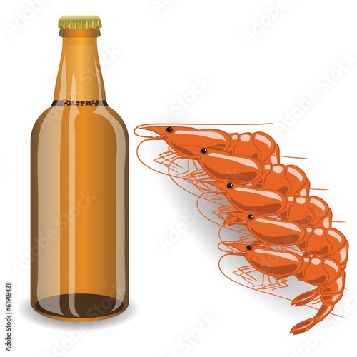 bottle of beer and shrimp