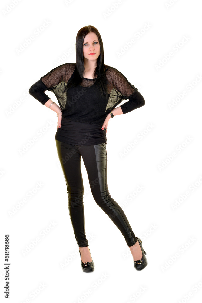 Fototapeta premium beautiful woman model posing in black dress