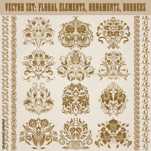 Set of vector damask ornaments.
