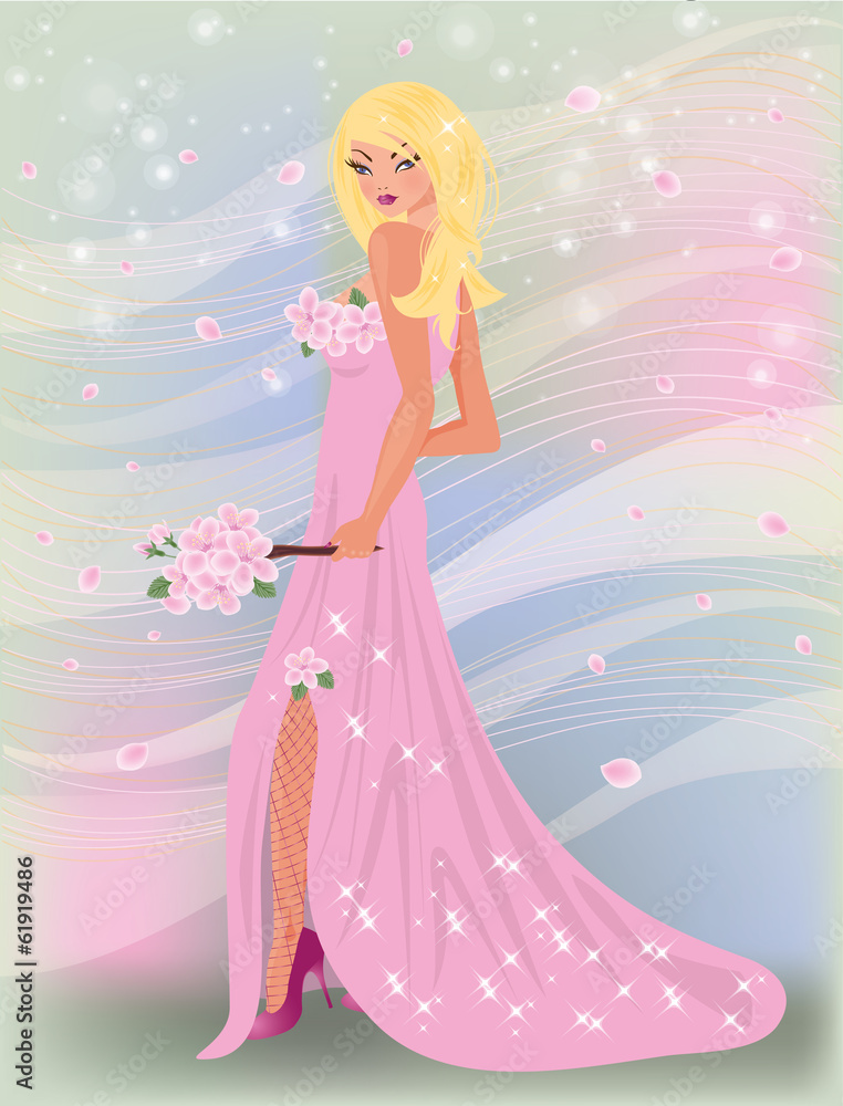 Spring sexy girl, vector illustration Spring sexy girl, vector illustration
