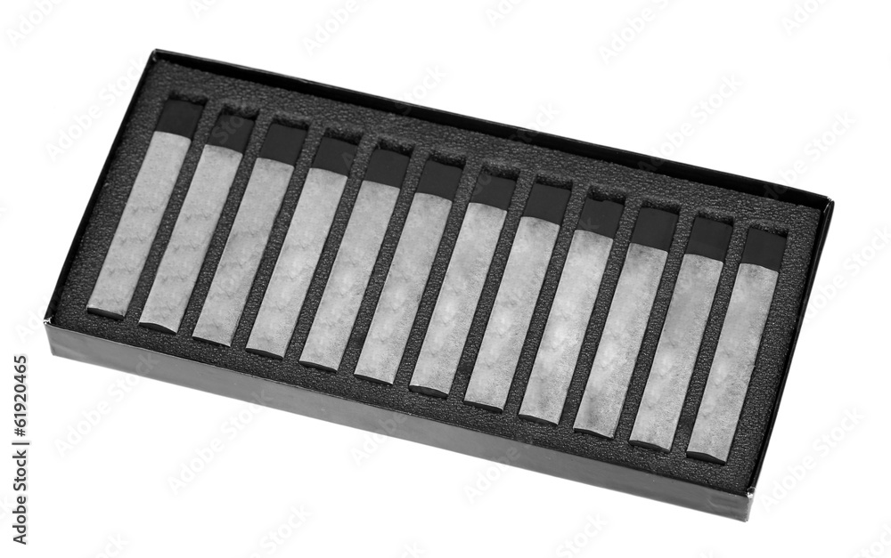 Black drawing charcoals isolated on white Black drawing charcoals isolated on white