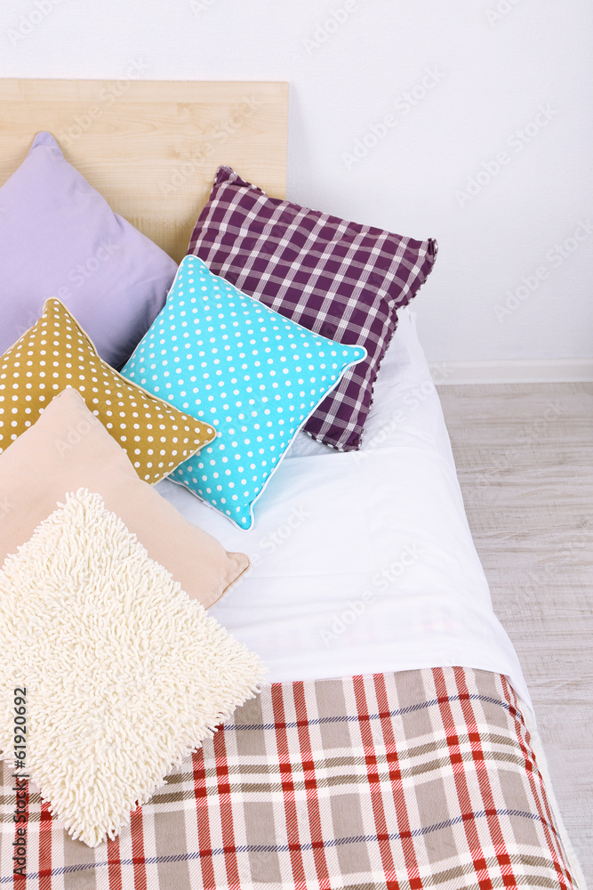 Bed in room top view close-up