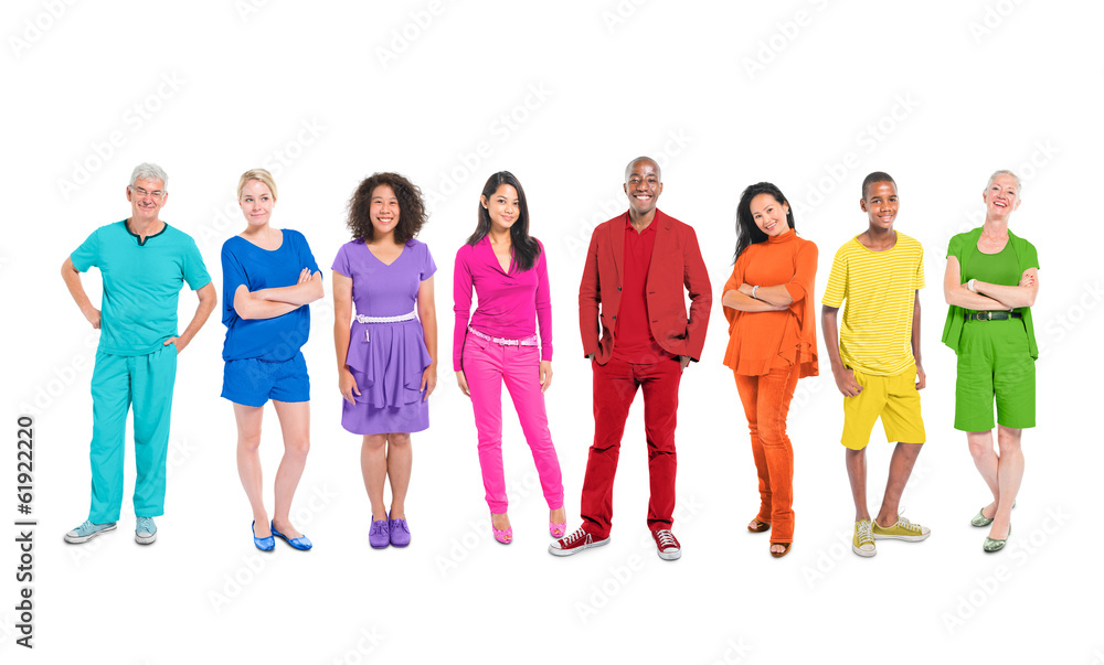Large Group of Diverse Multi-Ethnic Colorful World People