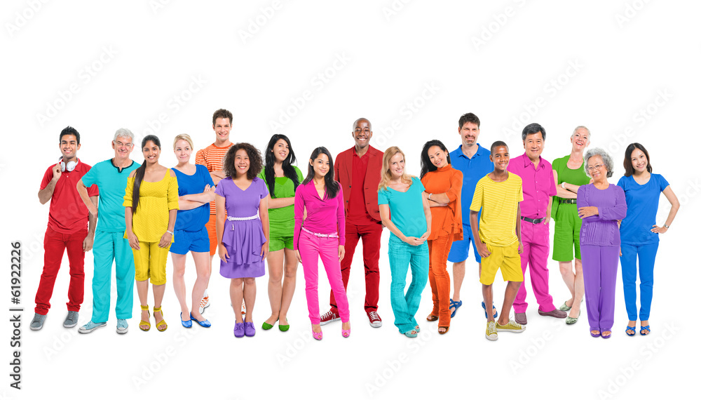 Large Group of Diverse Multi-Ethnic Colorful World People