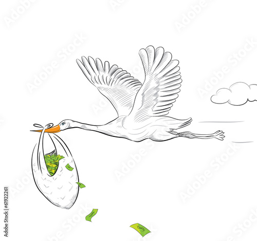 Stork Flying With Money
