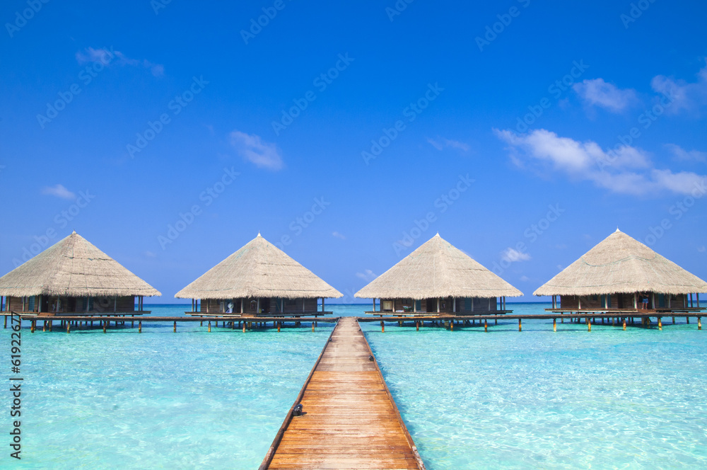 Maldives Dock with Crystal Clear Water Maldives Dock with Crystal Clear Water