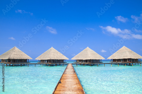 Maldives Dock with Crystal Clear Water